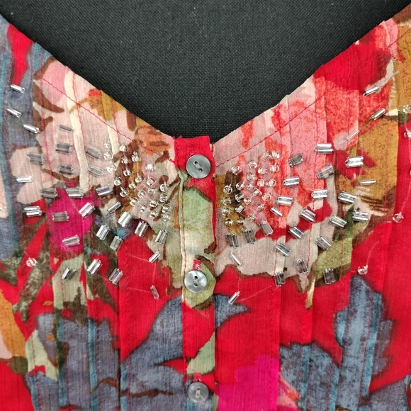 NWOT Abercrombie & Fitch Beaded Floral Peplum Braided Racerback Blouse Sz. M - Picture 3 of 11